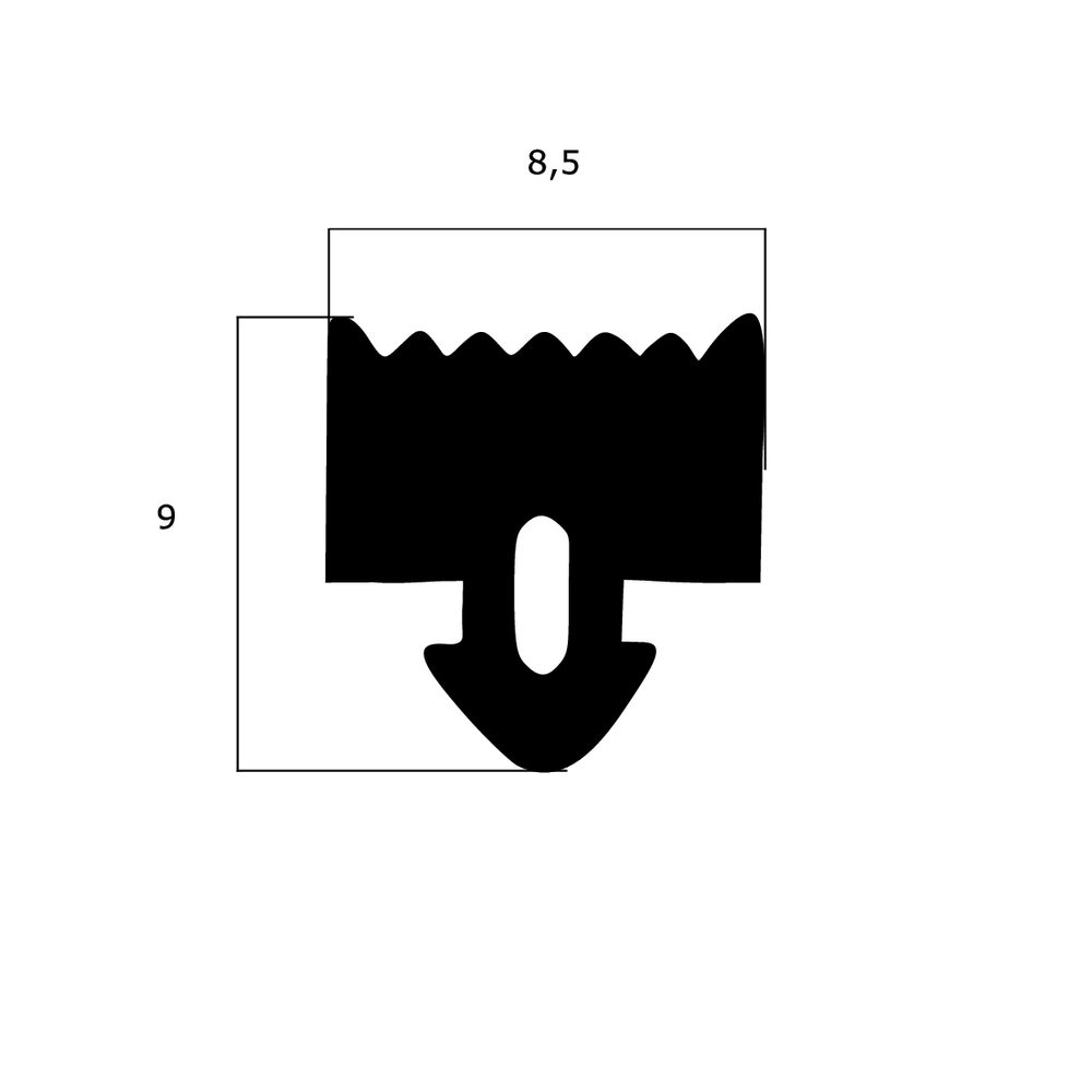 Glasauflage- und Fassadendichtungen - Verglasungsdichtung für Fenster | 8,5 mm Breite | Farbe: schwarz