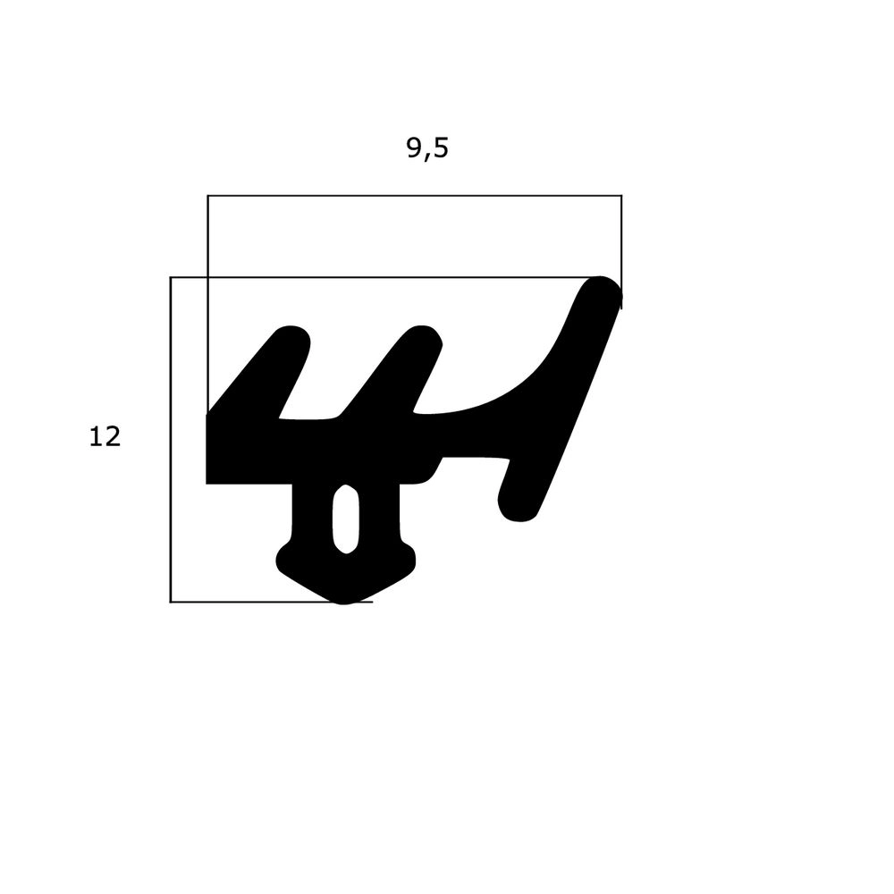 Verglasungsdichtungen - Verglasungsdichtung für Fenster | 12 mm Höhe | Farbe: schwarz