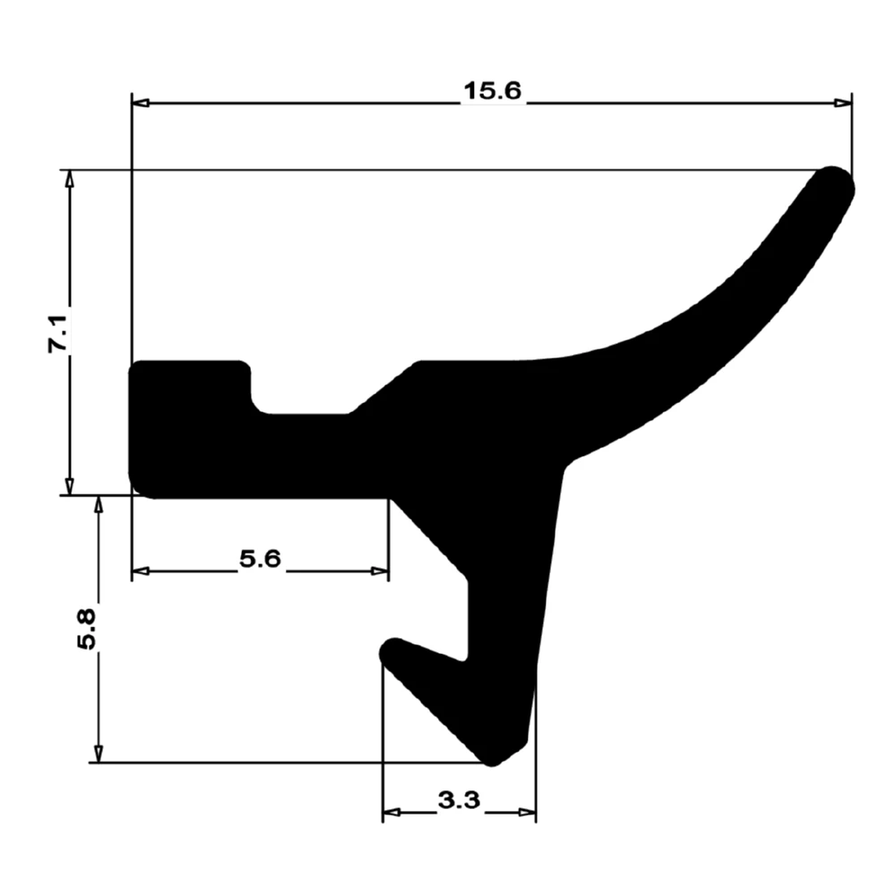 Dachfensterdichtung für Velux Dachflächenfenster | Höhe: 15 mm | Farbe: schwarz