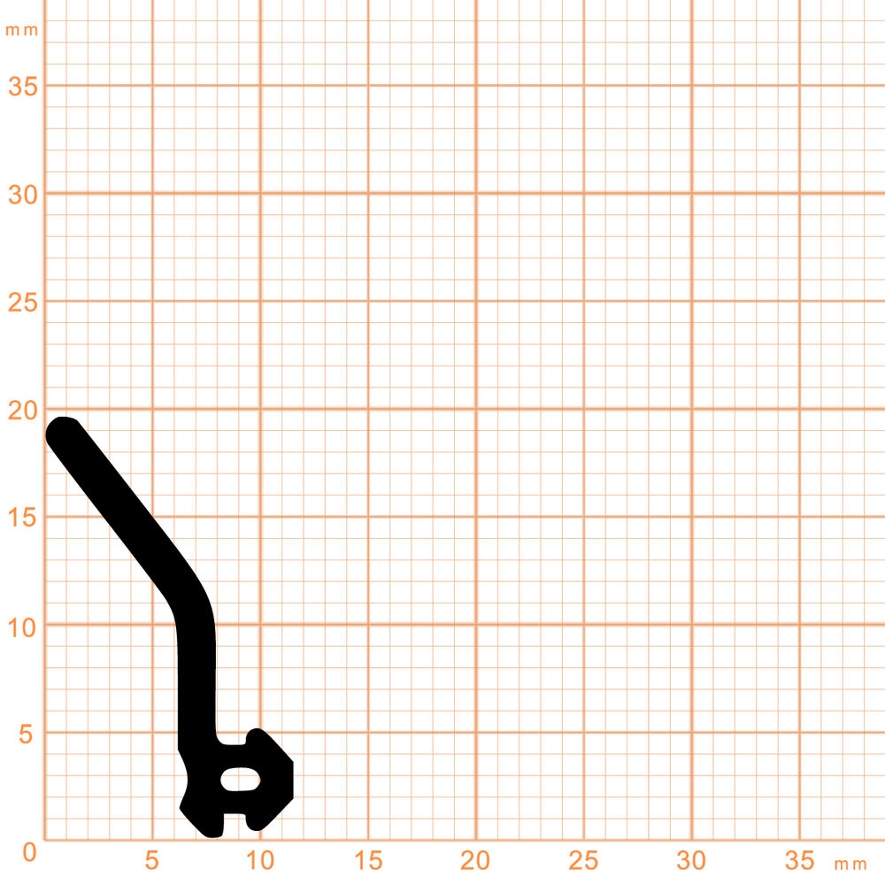 Lippendichtungen - Anschlagdichtung für seitlichen Anschlag | 19,5 mm Höhe | Farbe: schwarz