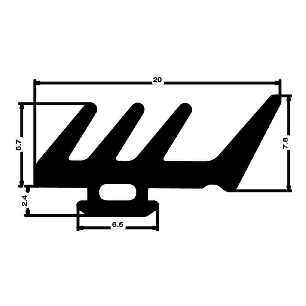 Verglasungsdichtung für Fenster | 21 mm Breite | Farbe: schwarz