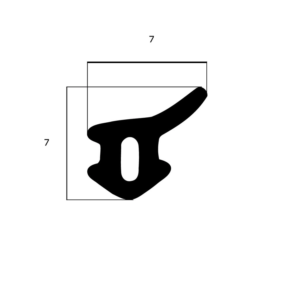 Lippendichtungen - Anschlagdichtung mit Lippe und profiliertem Fuß | 7 mm Höhe | Farbe: schwarz