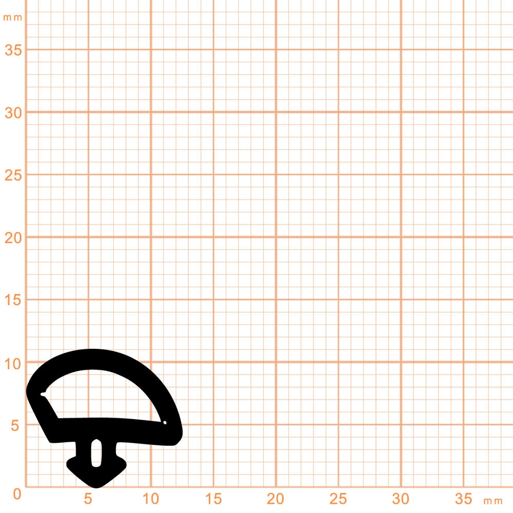 Lippendichtungen - Anschlagdichtung mit Schlauch | 11 mm Höhe | Farbe: schwarz
