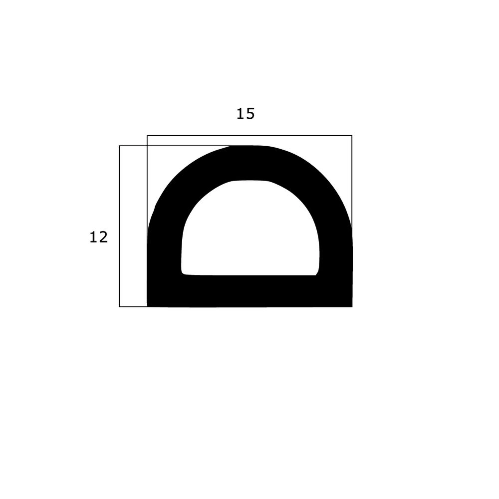 Türdichtung selbstklebend - Klebedichtung mit D-Profil | Spaltbreite: 8 – 11 mm | Farbe: schwarz