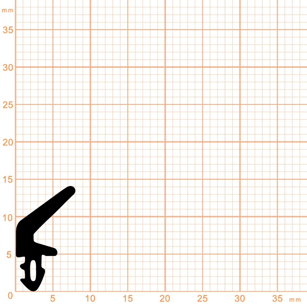 Lippendichtungen - Anschlagdichtung mit Lippe und profiliertem Fuß | 14 mm Höhe | Farbe: schwarz