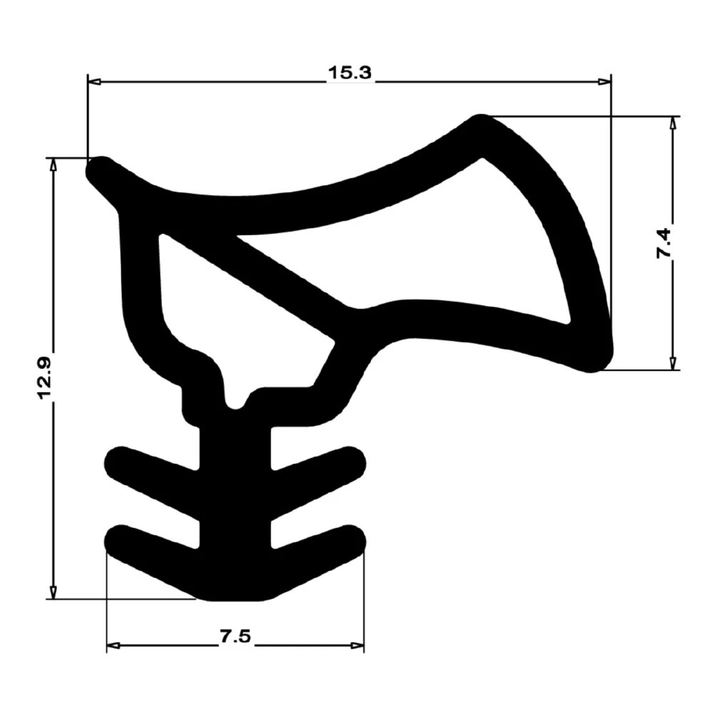 Stahlzargendichtung für senkrechte Nut | 15 mm Höhe | Farbe: braun