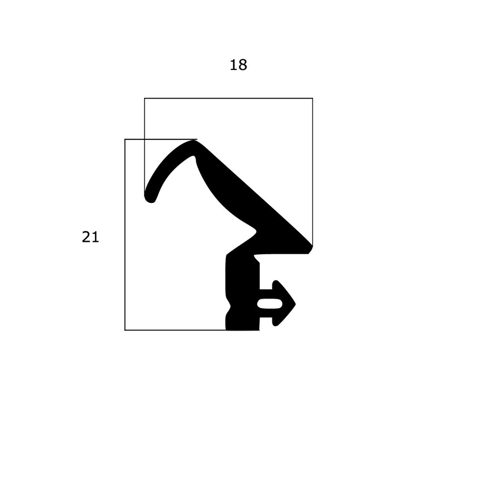 Türrahmen Dichtung - Anschlagdichtung für seitlichen Anschlag | 21 mm Höhe | Farbe: schwarz