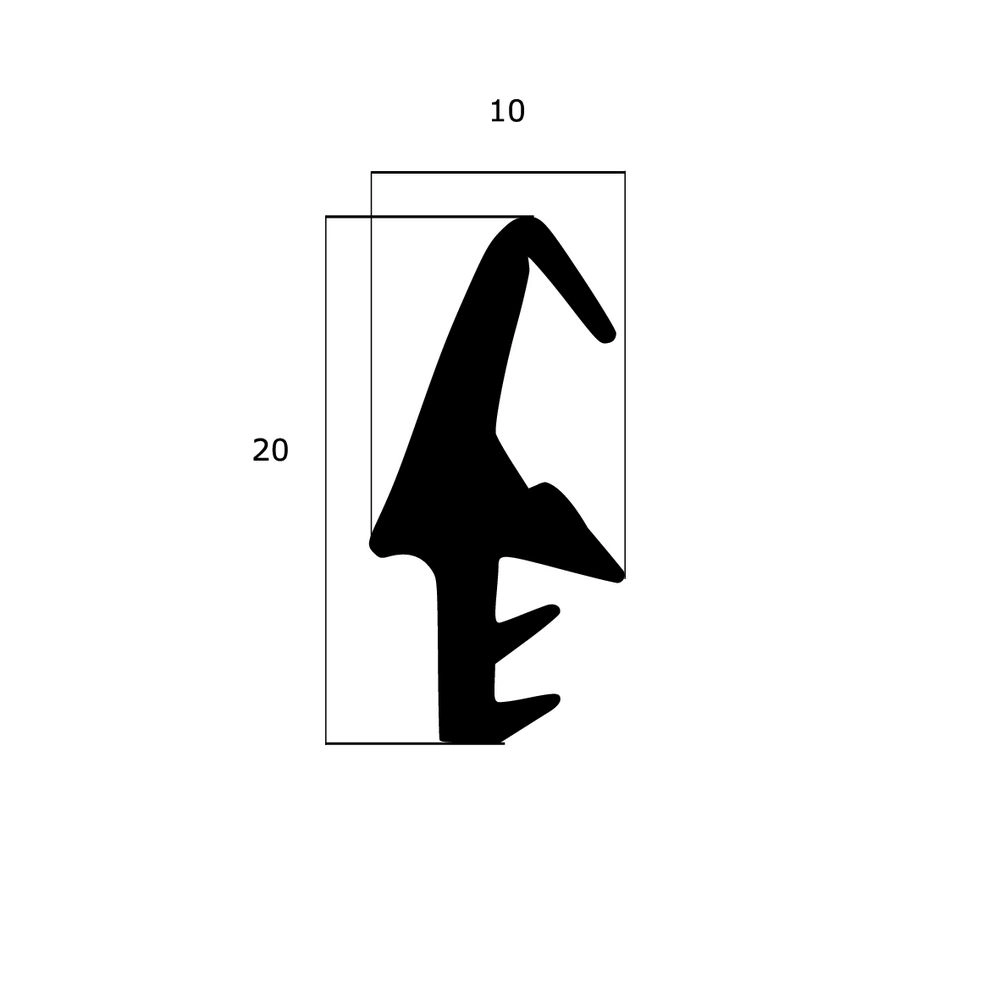 Türrahmen Dichtung - Mitteldichtung für Metall- und Alufenster | 20 mm Höhe | Farbe: schwarz