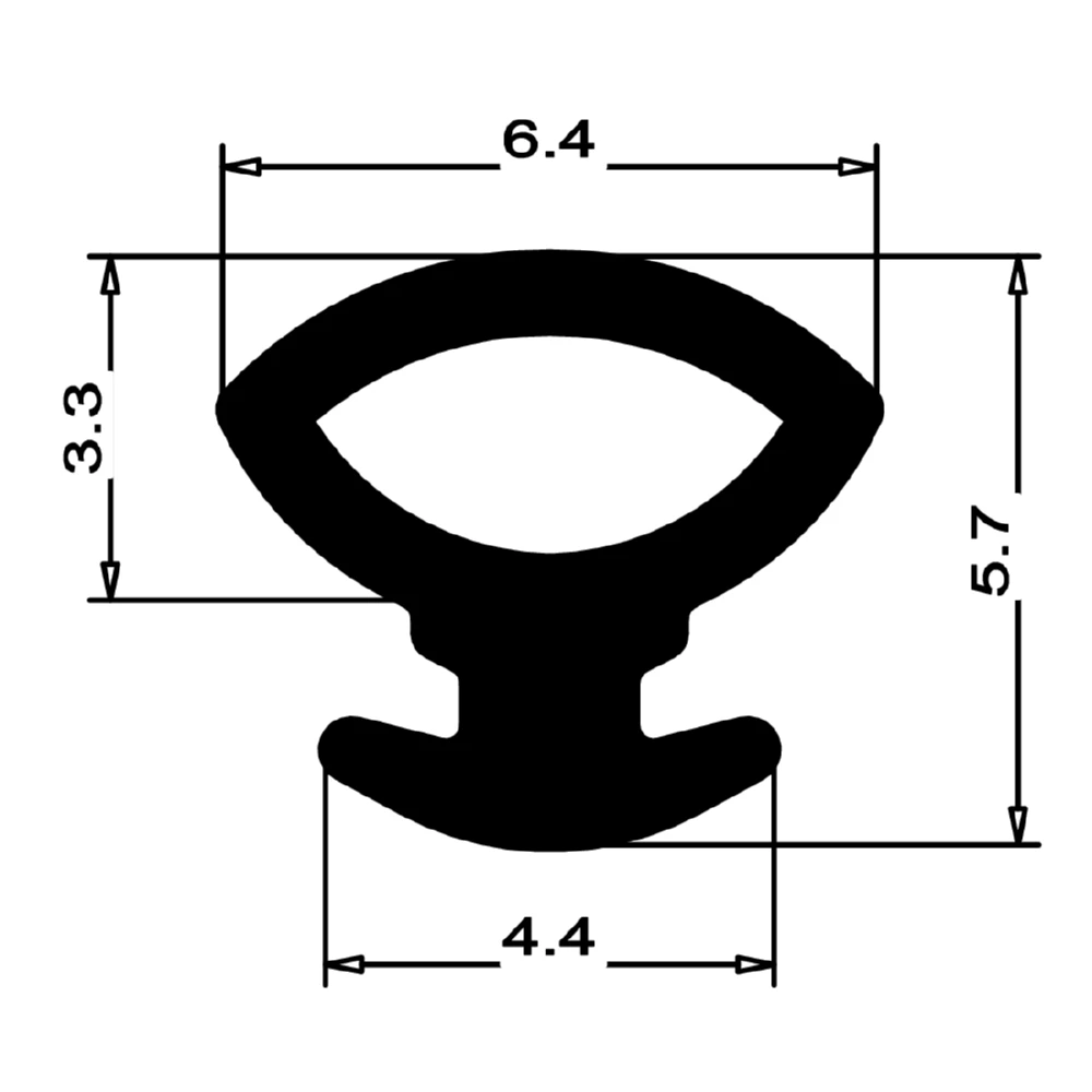 Anschlagdichtung mit Schlauch | 6 mm Höhe | Farbe: schwarz