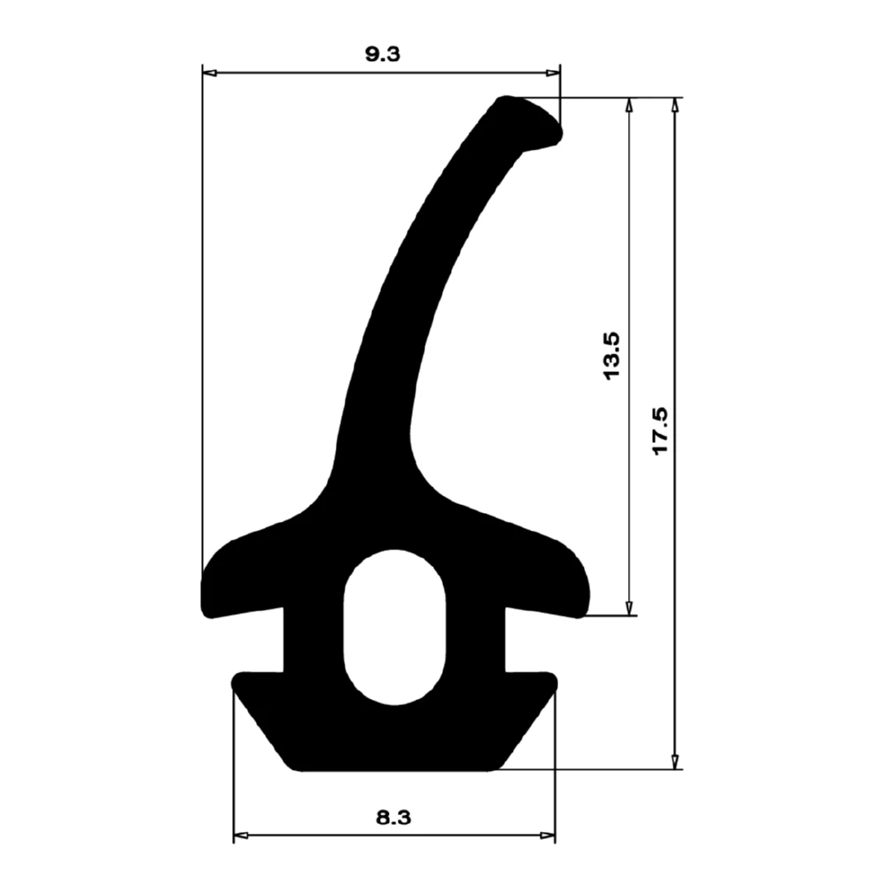 Mitteldichtung für Metall- und Alufenster | 19 mm Höhe | Farbe: schwarz