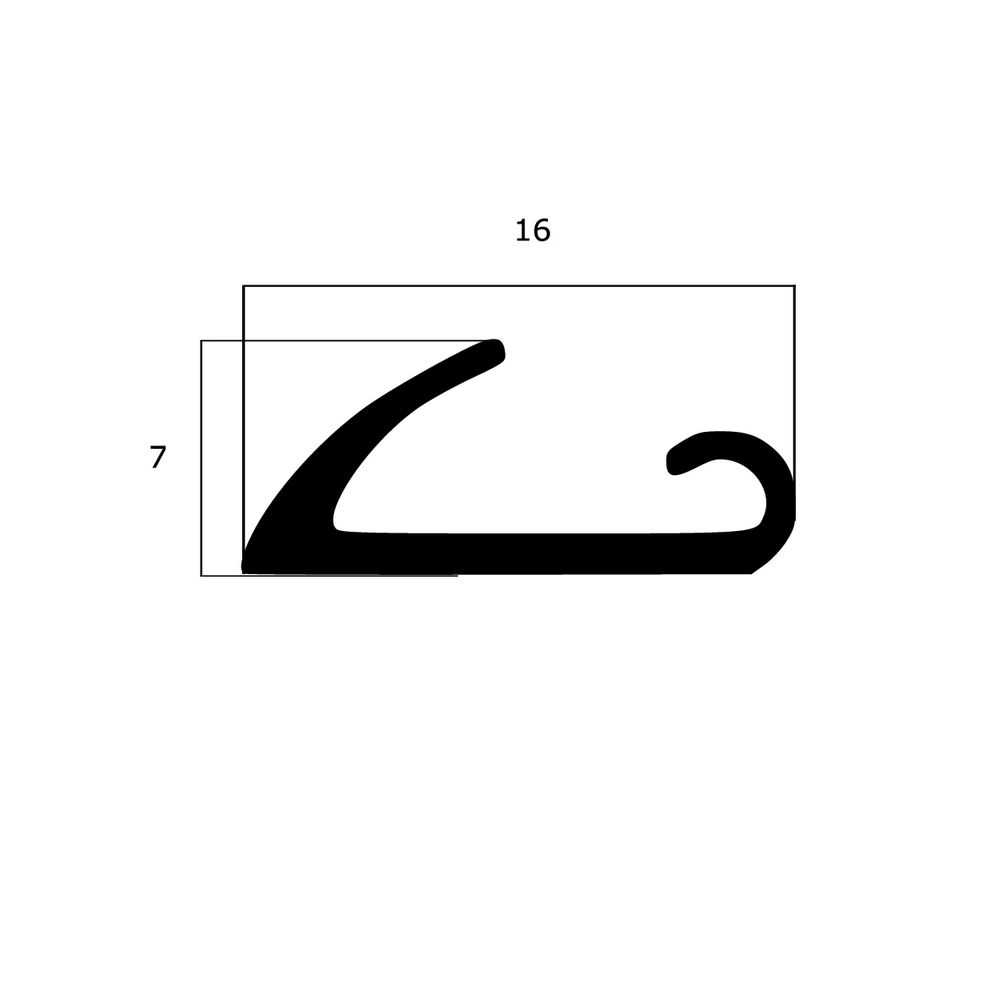 Lippendichtungen - Anschlagdichtung mit Lippe und glattem Fuß | 16 mm Breite | Farbe: schwarz