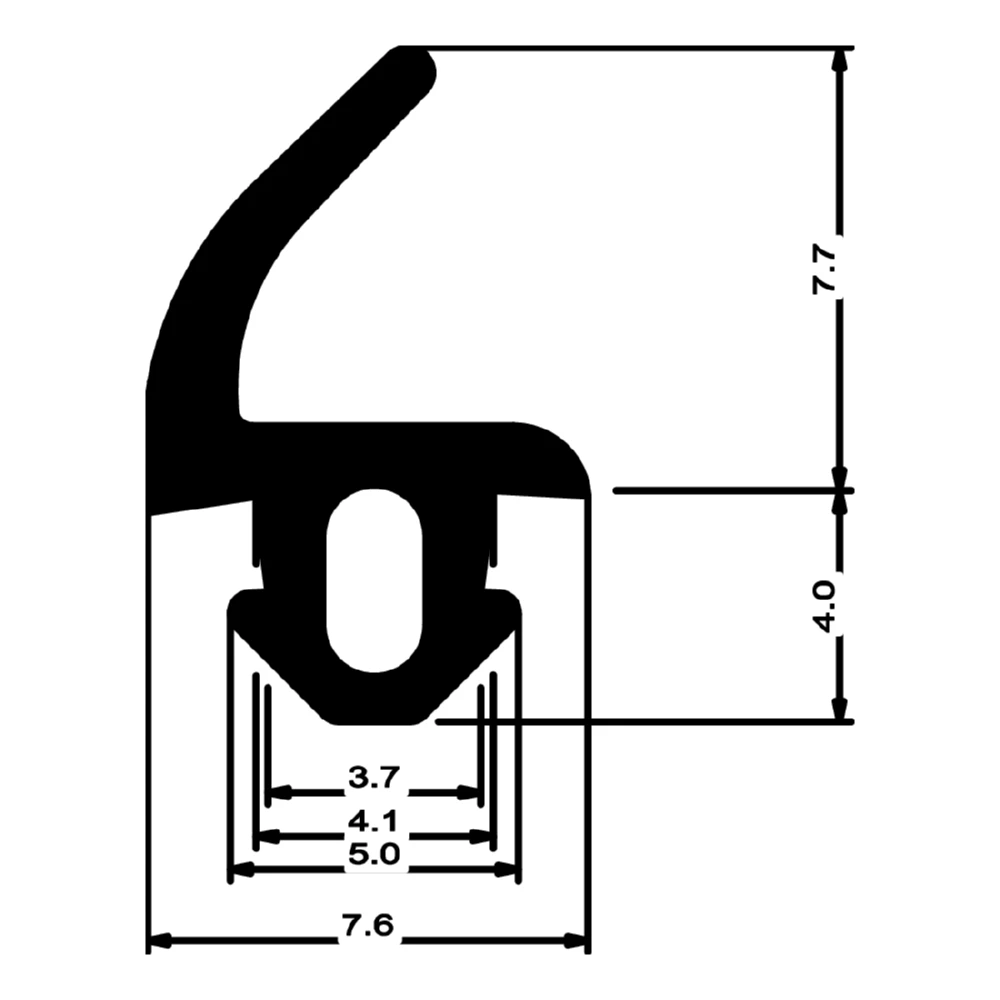 Anschlagdichtung mit Schlauch für Kömmerling Fenster | 13 mm Höhe | Farbe: schwarz