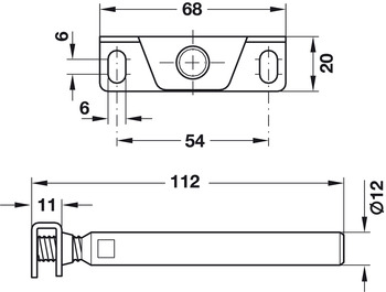 Tablarträger mit Anschraubplatte | Länge: 112 mm | Breite: 68 mm