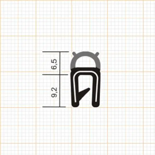 Kantenschutz Dichtprofile - Kantenschutzprofil | Klemmbereich: 1 - 2 mm | Farbe: schwarz