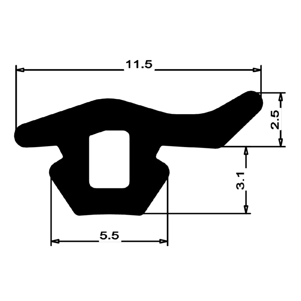Anschlagdichtung für Fenstern mit seitlichem Anschlag | 6 mm Breite | Farbe: schwarz
