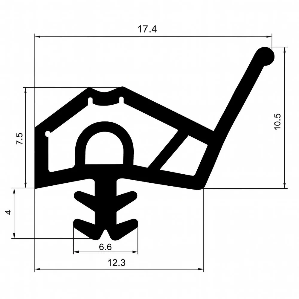 Türrahmen Dichtung - Holzzargendichtung für Holztüren | 12,3 mm Falzbreite | Farbe: schwarz
