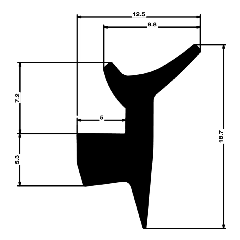 Verglasungsdichtung für Fenster | 13,5 mm Breite | Farbe: schwarz