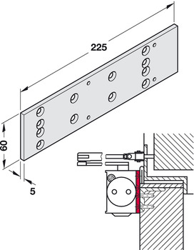 Türöffner & Türschließer - Montageplatte für Dorma TS 73V | Länge: 225 mm | Farbe: silber