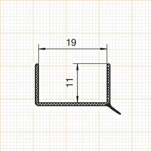 Sockel-Abdichtungsprofil | Breite: 19 mm | Farbe: transparent