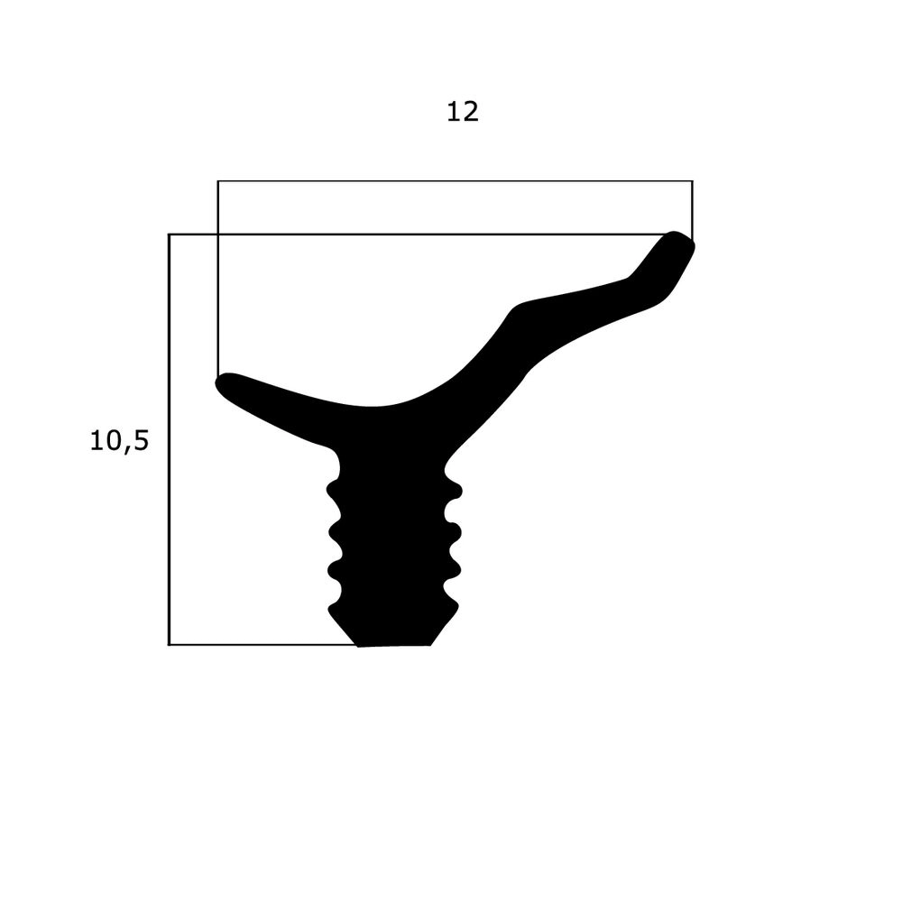 Lippendichtungen - Anschlagdichtung mit Lippe und profiliertem Fuß | 10,5 mm Höhe | Farbe: schwarz 