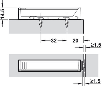 Zubehör Möbeltüren - Adapterplatte für Druckschnäpper | Tip-On Langversion | Farbe: nickelfarben 