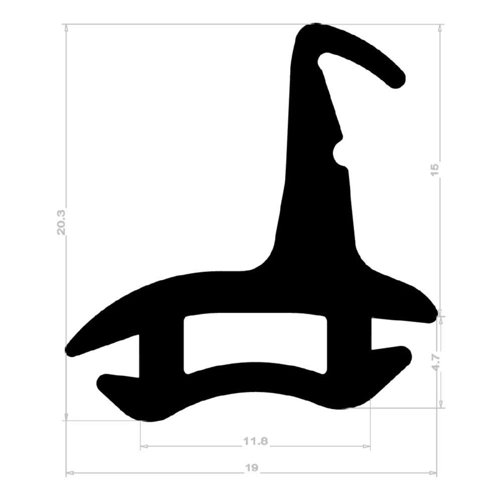 Mitteldichtung für Metall- und Alufenster | 19,5 mm Höhe | Farbe: schwarz