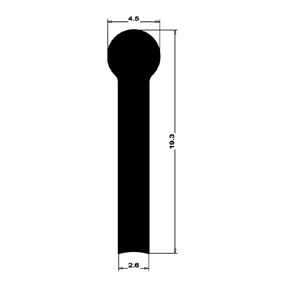 Scheibenwischerdichtung für Türrahmen | Höhe: 20 mm | Farbe: schwarz