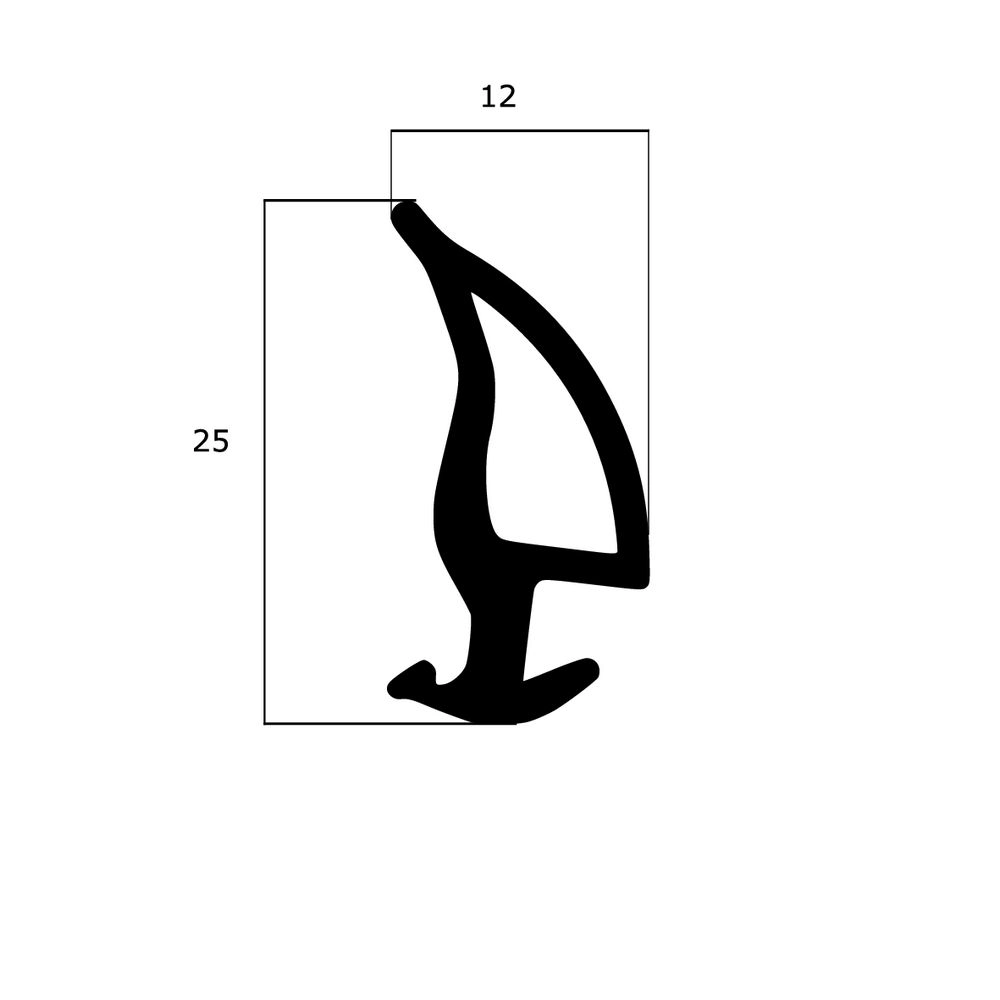 Türrahmen Dichtung - Mitteldichtung für Metallfenster | 12 mm Breite | Farbe: schwarz
