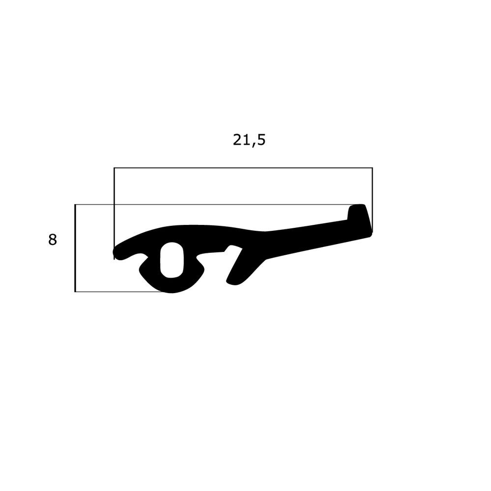 Türrahmen Dichtung - Anschlagdichtung für seitlichen Anschlag | 8 mm Breite |  Farbe: schwarz