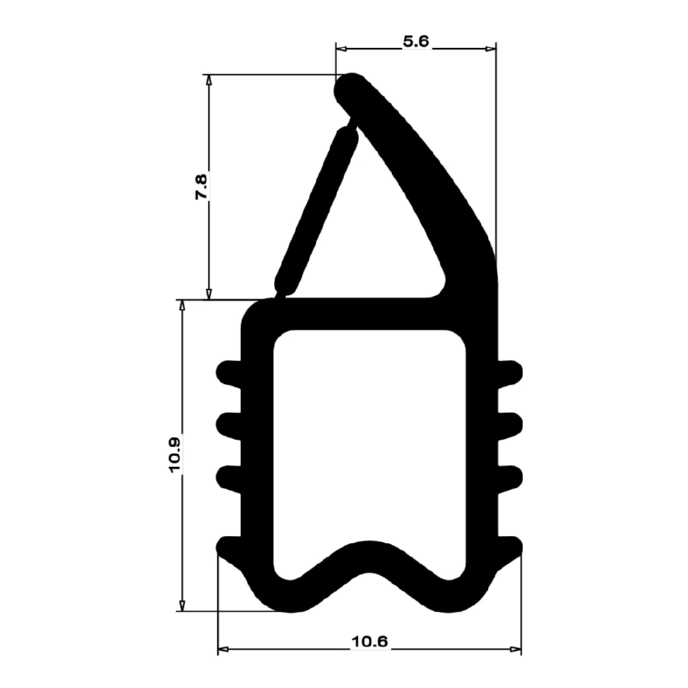 Stahlzargendichtung für Metalltüren | 19 mm Höhe | Farbe: schwarz