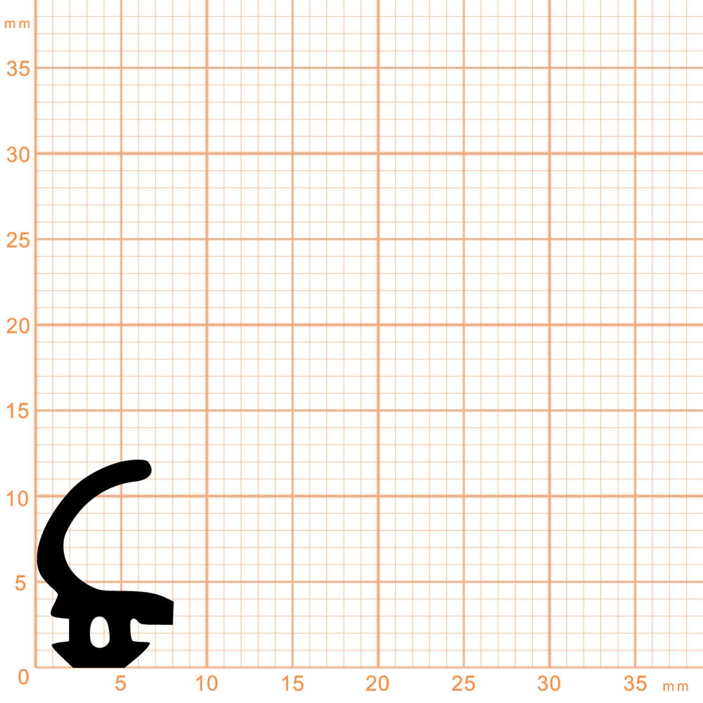 Lippendichtungen - Anschlagdichtung mit Lippe und profiliertem Fuß | 12 mm Höhe | Farbe: schwarz