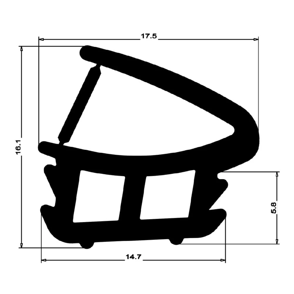 Stahlzargendichtung für Stahlrahmen | 15 mm Höhe | Farbe: schwarz