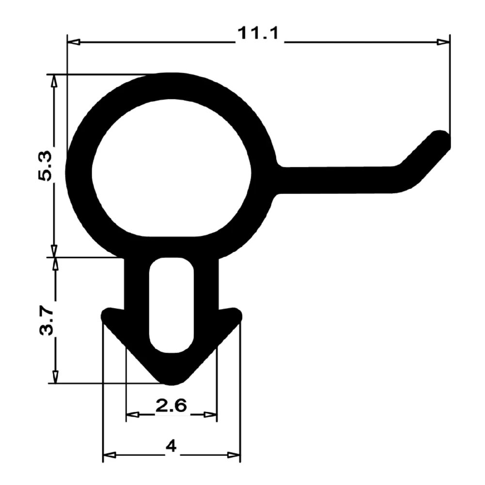 Anschlagdichtung für Schüco | 4 - 5 mm Nutbreite | Farbe: schwarz