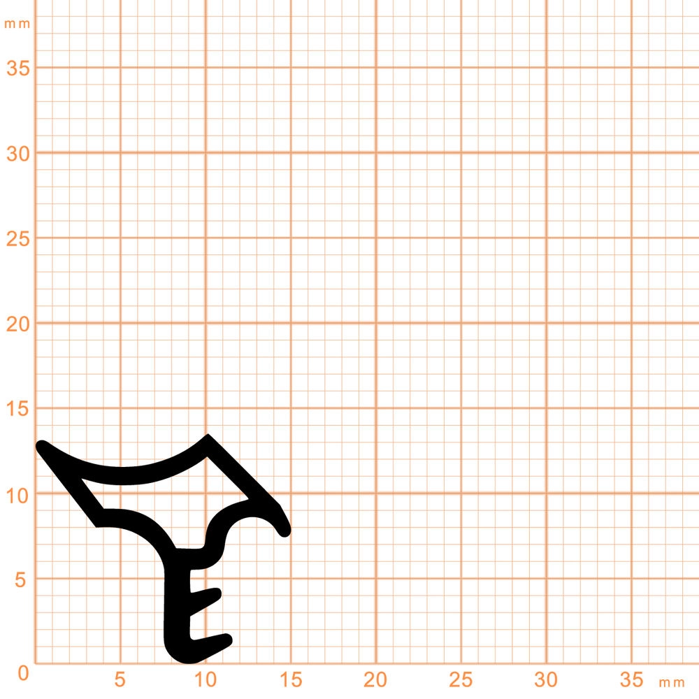 Türrahmen Dichtung - Stahlzargendichtung für Stahlzargen | 15 mm Breite | Farbe: schwarz
