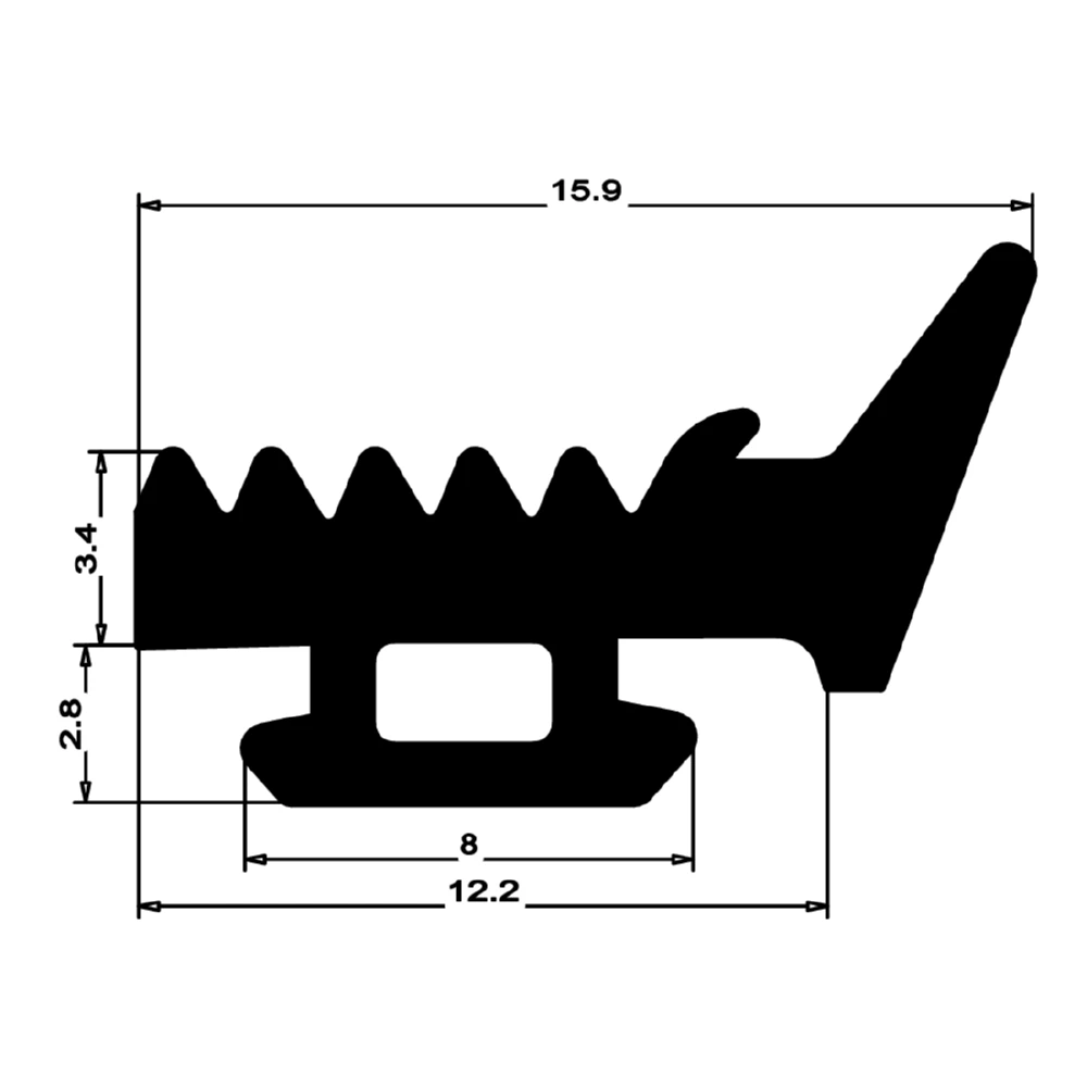 Verglasungsdichtung für Fenster | 11 mm Höhe | Farbe: schwarz