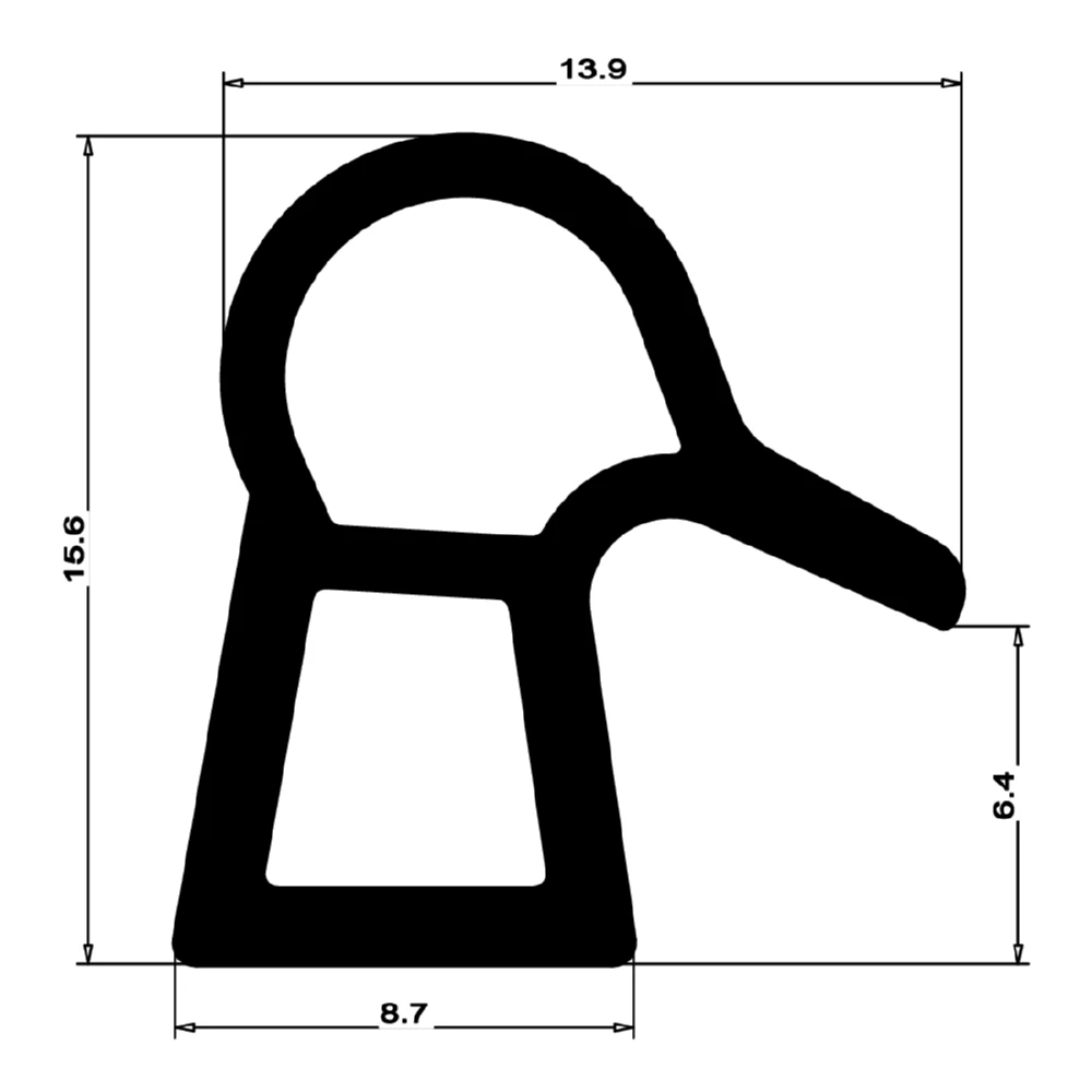Stahlzargendichtung für Stahltüren | 15,6 mm Höhe | Farbe: grau