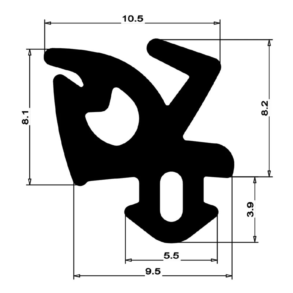 Anschlagdichtung mit Schlauch | 13 mm Höhe | Farbe: schwarz