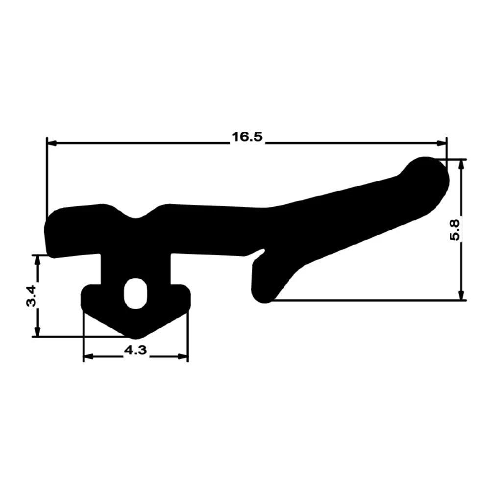 Anschlagdichtung für seitlichen Anschlag | 16,5 mm Höhe | Farbe: schwarz