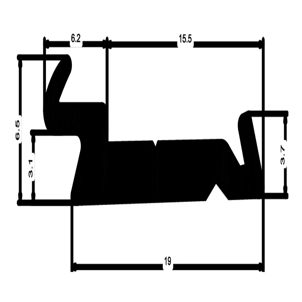 Anschlagdichtung mit Lippe für JANSEN | 7 mm Höhe | Farbe: schwarz