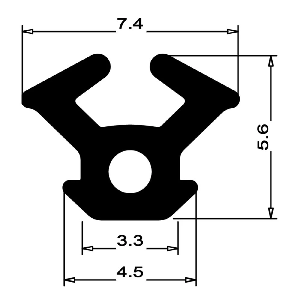Anschlagdichtung mit Lippe und profiliertem Fuß | 6 mm Höhe | Farbe: schwarz