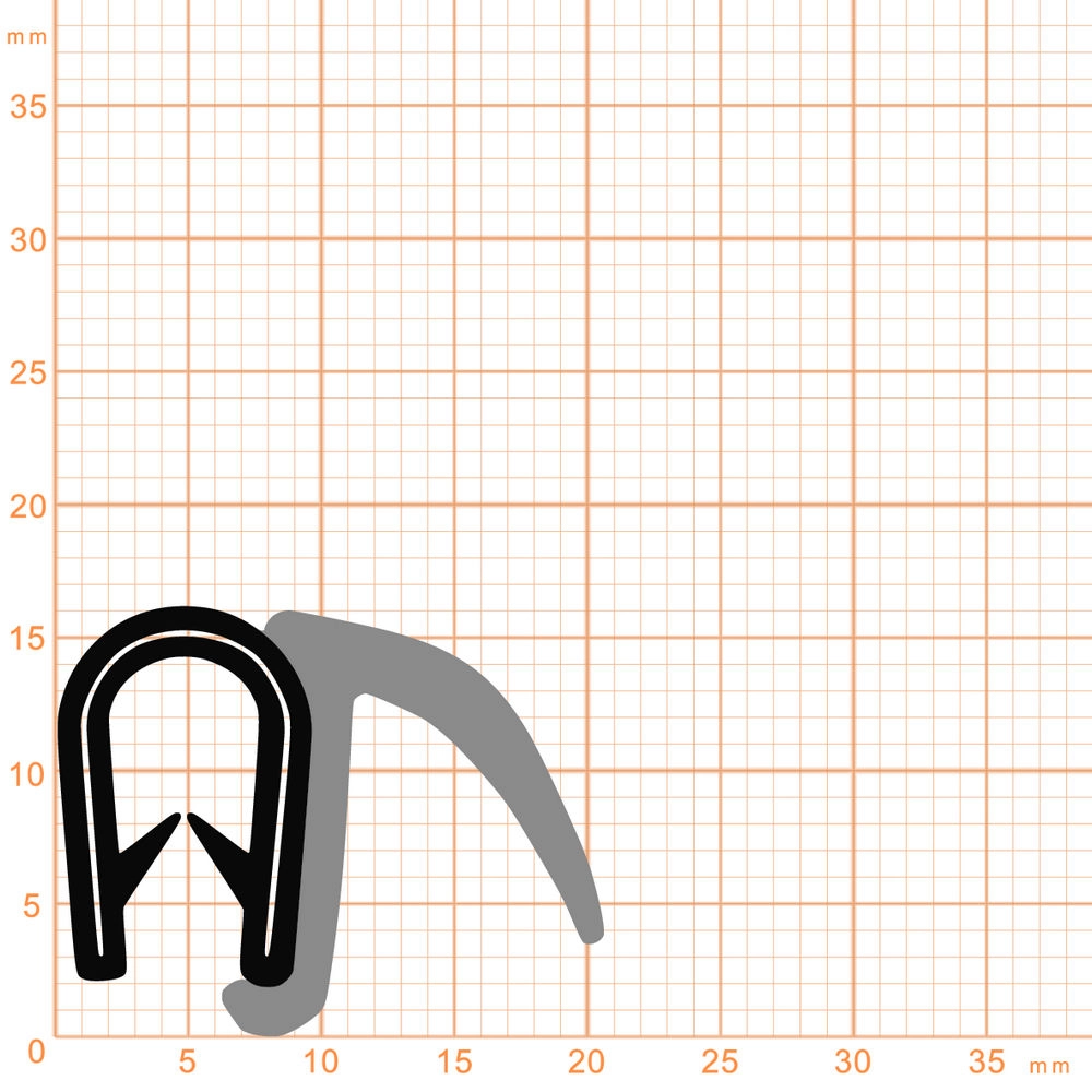 Kantenschutz Dichtprofile - Kantenschutzprofil  | Klemmbereich: 1-4 mm | Farbe: schwarz