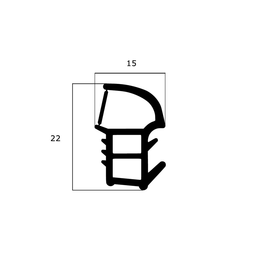 Türrahmen Dichtung - Stahlzargendichtung für Metalltüren | 22 mm Höhe | Farbe: schwarz