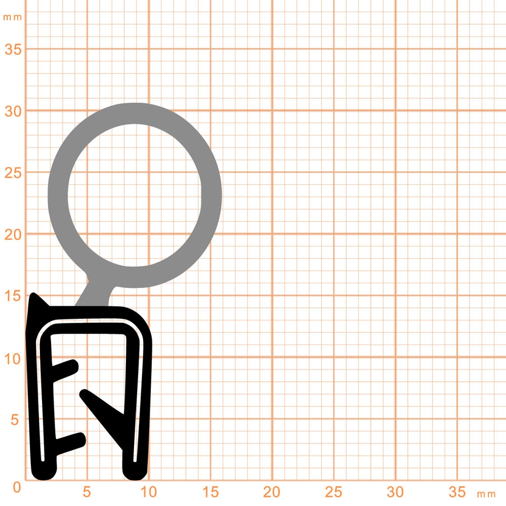 Kantenschutz Dichtprofile - Kantenschutzprofil | Klemmbereich: 1 – 3 mm | Farbe: schwarz