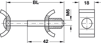Arbeitsplattenverbinder | Bolzenlänge: 65 mm | Oberfläche: verzinkt