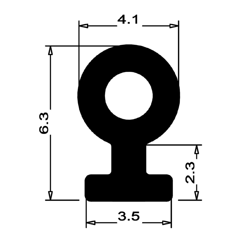 Anschlagdichtung mit Schlauch | 6 mm Höhe | Farbe: grau