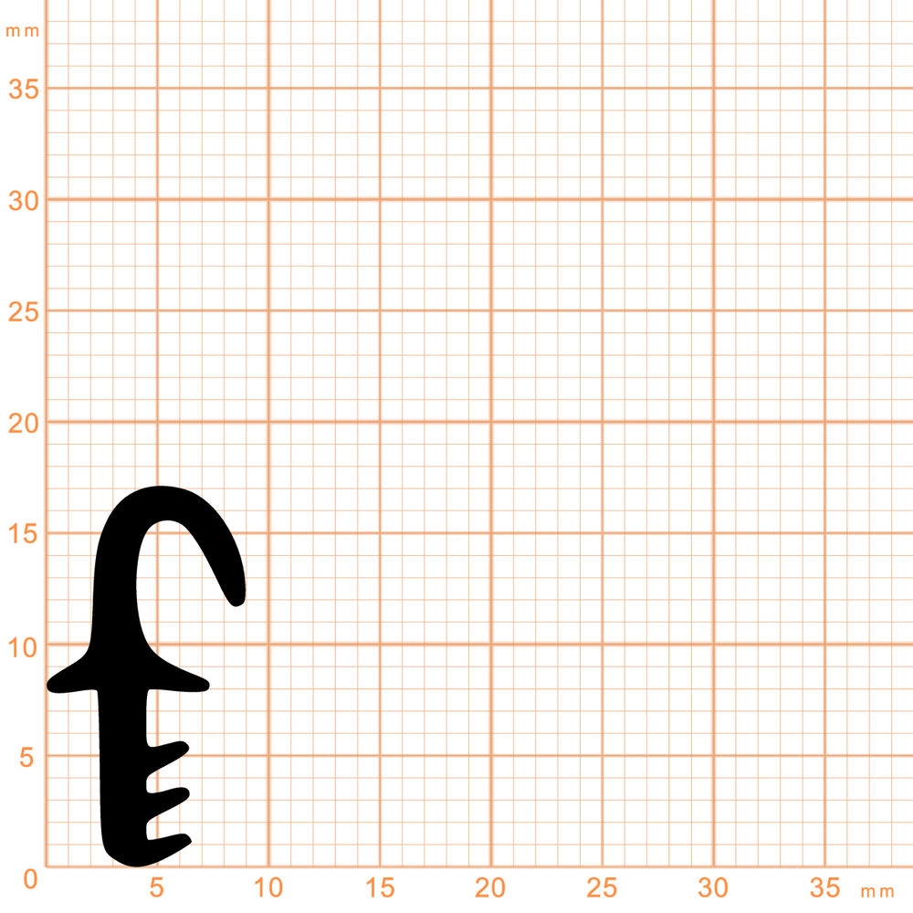 Türrahmen Dichtung - Anschlagdichtung für Holzfenster oder -türen | 17 mm Höhe | Farbe: schwarz 