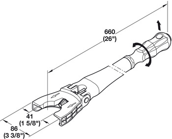 Tischbeschläge & Rollen - Verstellwerkzeug für Sockelsystem Häfele AXILO™ 78 | Länge: 660 mm | Farbe: grau/rot