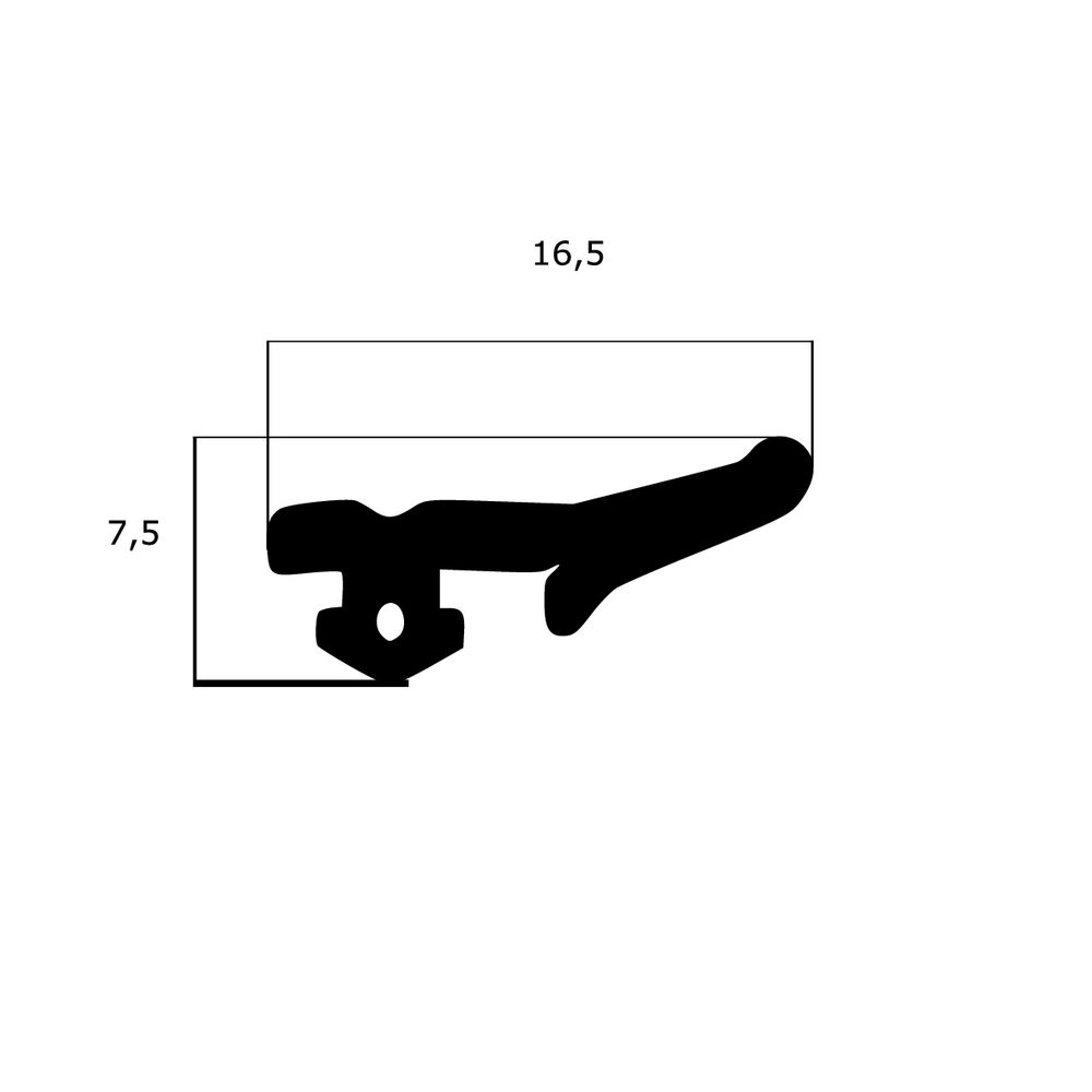 Türrahmen Dichtung - Anschlagdichtung für seitlichen Anschlag | 16,5 mm Höhe | Farbe: schwarz 