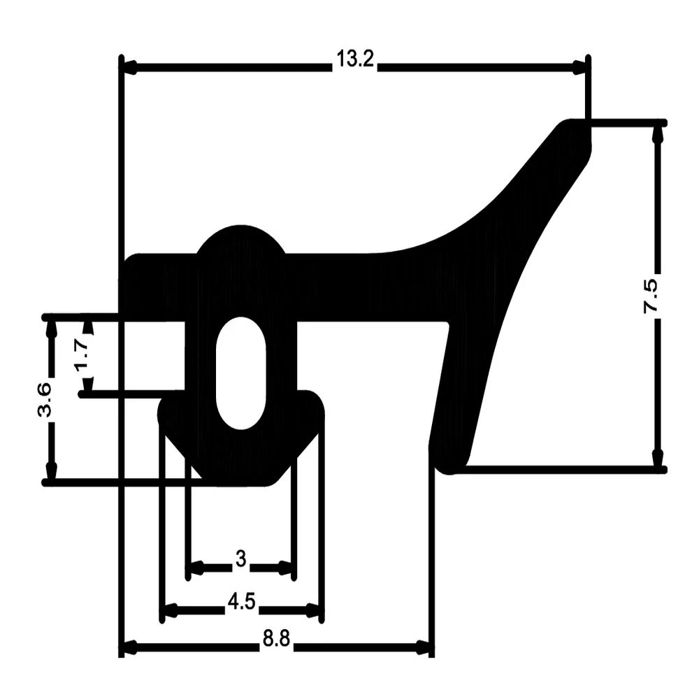 Anschlagdichtung für seitlichen Anschlag | 14 mm Höhe | Farbe: braun