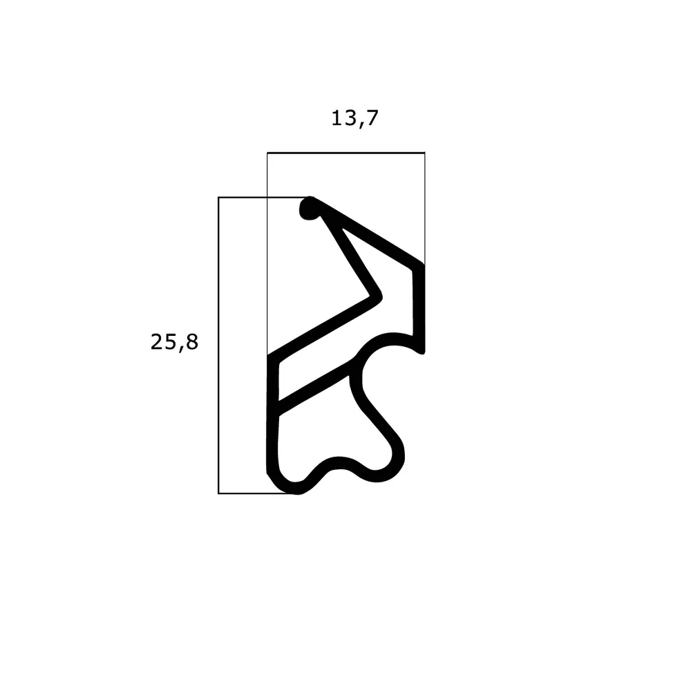 Türrahmen Dichtung - Stahlzargendichtung für Metallzargen | 25,8 mm Höhe | Farbe: grau